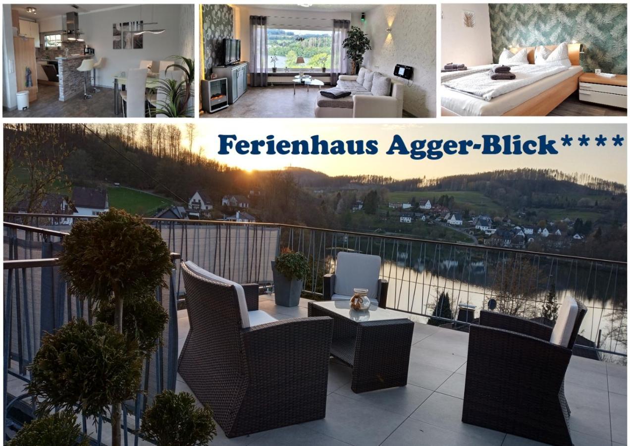 Seeblick-Ferienwohnung Im "Ferienhaus Agger-Blick" Mit Traumhafter Sonnen-Terrasse, Sauna, E-Kamin & Kajak Gummersbach Dış mekan fotoğraf